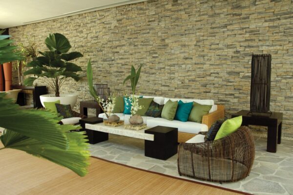 Alderwood walls inside the living room